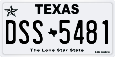 TX license plate DSS5481