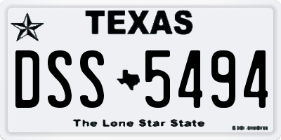 TX license plate DSS5494