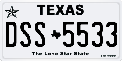 TX license plate DSS5533