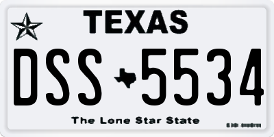 TX license plate DSS5534