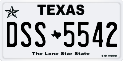 TX license plate DSS5542