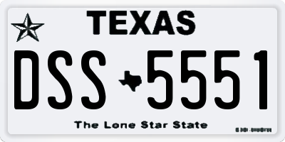 TX license plate DSS5551