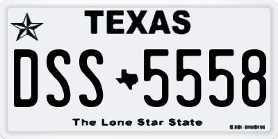TX license plate DSS5558