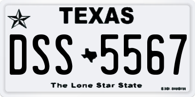 TX license plate DSS5567
