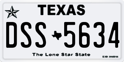 TX license plate DSS5634