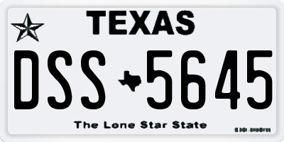 TX license plate DSS5645