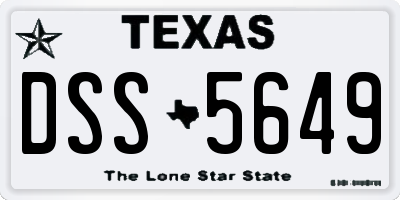 TX license plate DSS5649