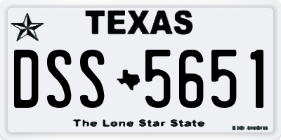 TX license plate DSS5651