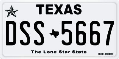 TX license plate DSS5667