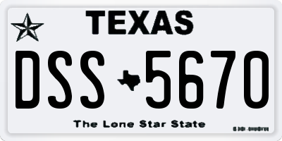 TX license plate DSS5670