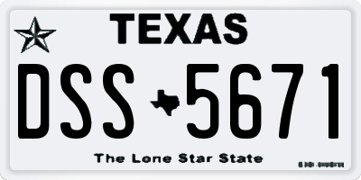 TX license plate DSS5671