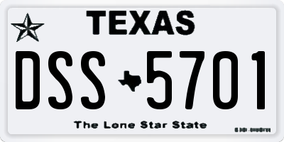 TX license plate DSS5701