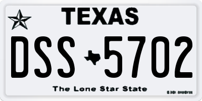 TX license plate DSS5702