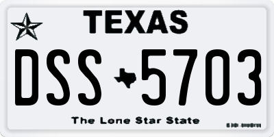 TX license plate DSS5703