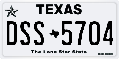 TX license plate DSS5704