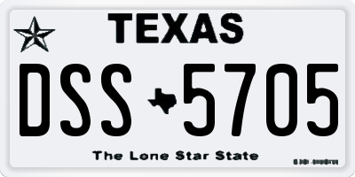 TX license plate DSS5705