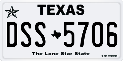 TX license plate DSS5706