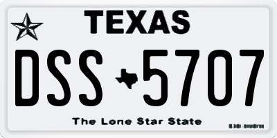 TX license plate DSS5707