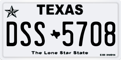 TX license plate DSS5708