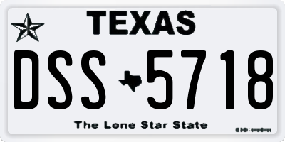 TX license plate DSS5718