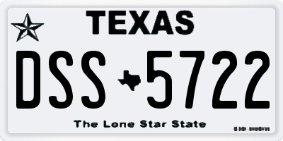 TX license plate DSS5722