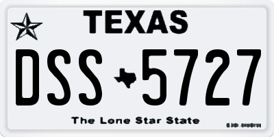 TX license plate DSS5727