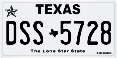 TX license plate DSS5728