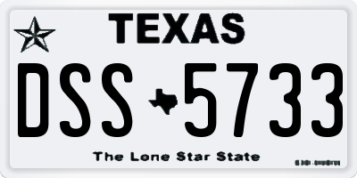 TX license plate DSS5733
