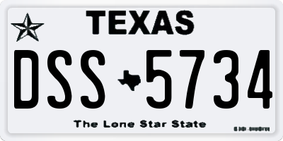 TX license plate DSS5734