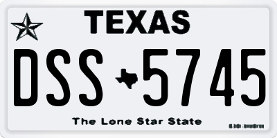 TX license plate DSS5745