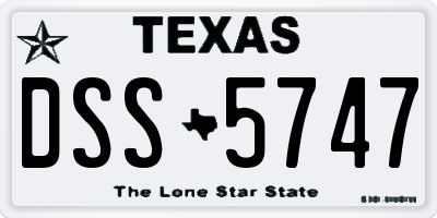 TX license plate DSS5747
