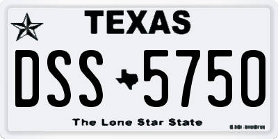 TX license plate DSS5750