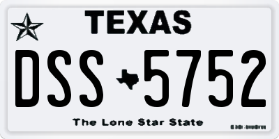 TX license plate DSS5752