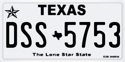 TX license plate DSS5753