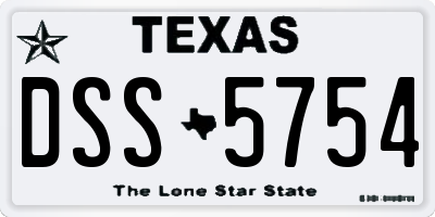 TX license plate DSS5754