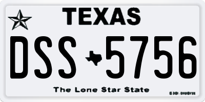 TX license plate DSS5756