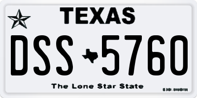 TX license plate DSS5760