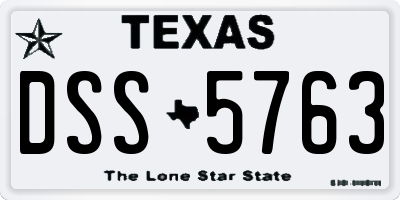 TX license plate DSS5763