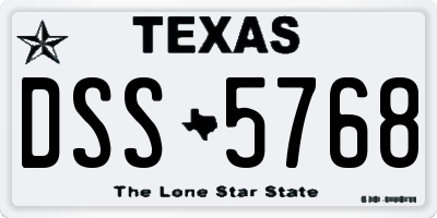 TX license plate DSS5768