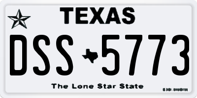 TX license plate DSS5773