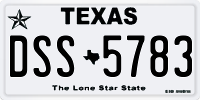 TX license plate DSS5783