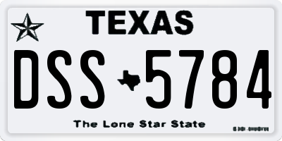 TX license plate DSS5784
