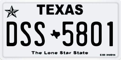 TX license plate DSS5801