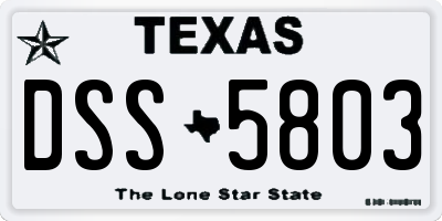 TX license plate DSS5803