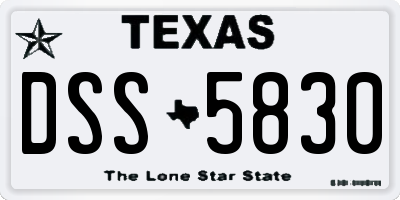TX license plate DSS5830