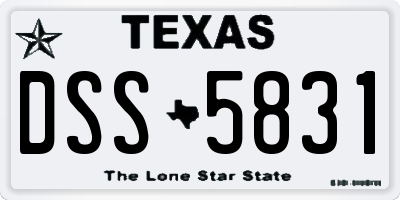 TX license plate DSS5831