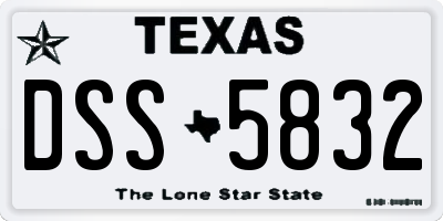 TX license plate DSS5832
