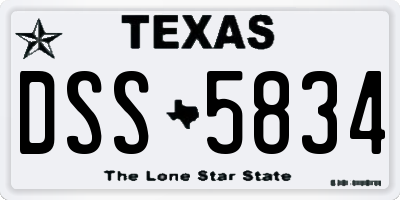 TX license plate DSS5834