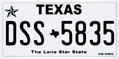 TX license plate DSS5835