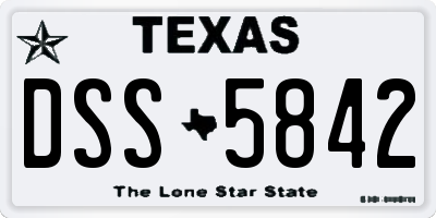 TX license plate DSS5842